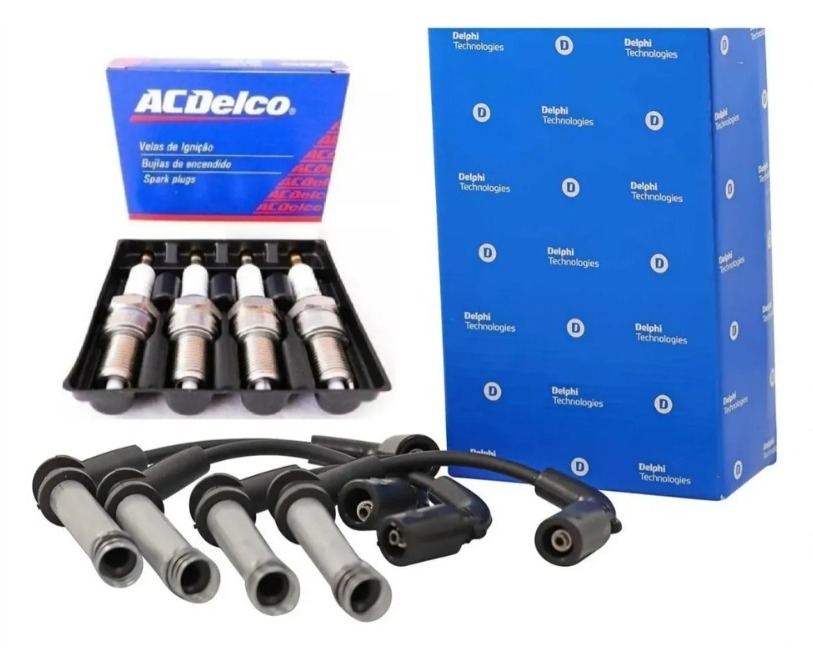 247-1306 cables y bujias onix prisma Kit Cables Delphi y Bujías (x4) ACDelco Onix/Prisma 2013/... 1.4L 8v - Imagen 1